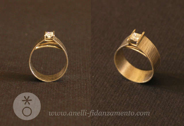 anello con diamante oro bianco