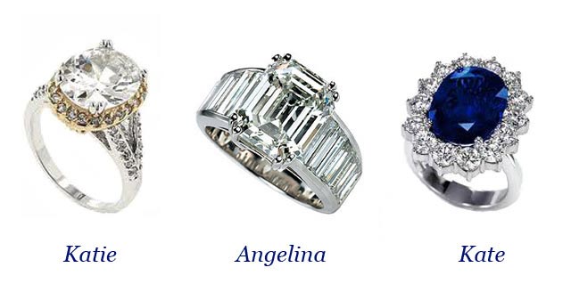 Three very famous, yet very unique engagement rings.