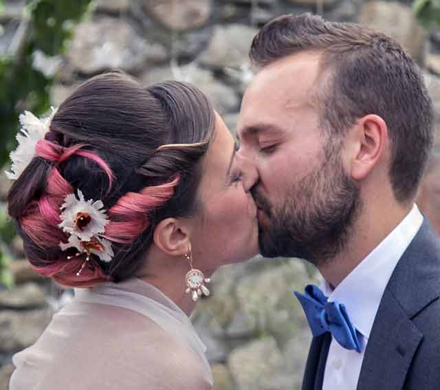 Miriam e Roberto nel giorno del loro matrimonio.